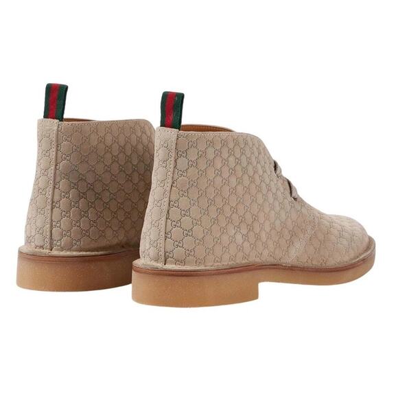 Authentic Gucci GG Monogram Beige Suede Ankle Boots 831283 Men\'s 11 US 11.5 NEW main image 5